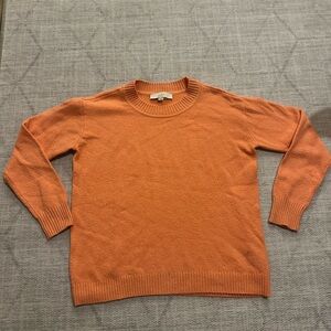 LOFT Orange Crewneck Sweater Relaxed Fit Knit